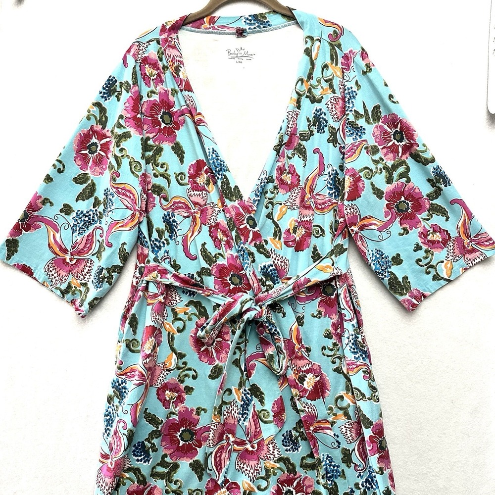 Baby Be Mine L/XL Maternity Nursing Robe Isabella Floral Belted Pockets - Picture 2 of 12